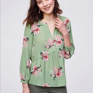 Loft floral green blouse size small